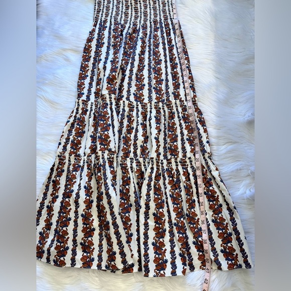 NWT O.P.T Daphne multi Floral Smocked Short Sleeve Maxi Dress L - Picture 6 of 11